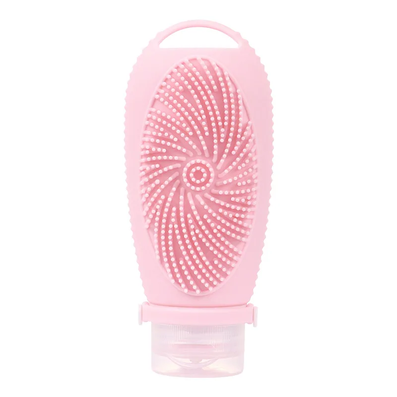 Household Fashion Silicone Bath Brush Storage Bottle - Pink