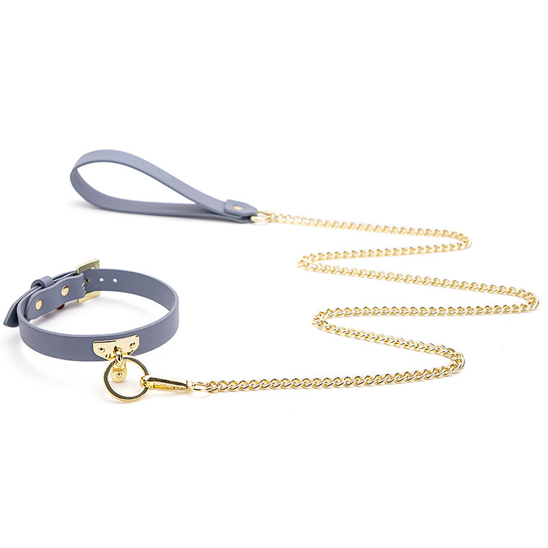 Chain Leash & Leather Collar Set