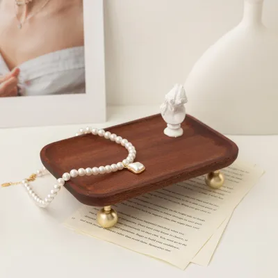 Solid Wood Ebony Jewelry Goblet Tray Beads