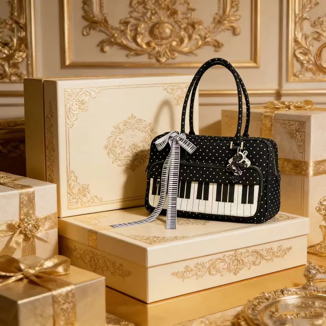 Lightweight Abeibi Polka-Dot Black And White Piano