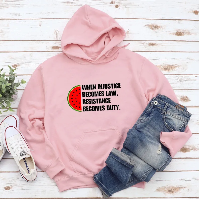 When Injustice Becomes Law Hoodie Casual Women Long Sleeve - Peach-Xl