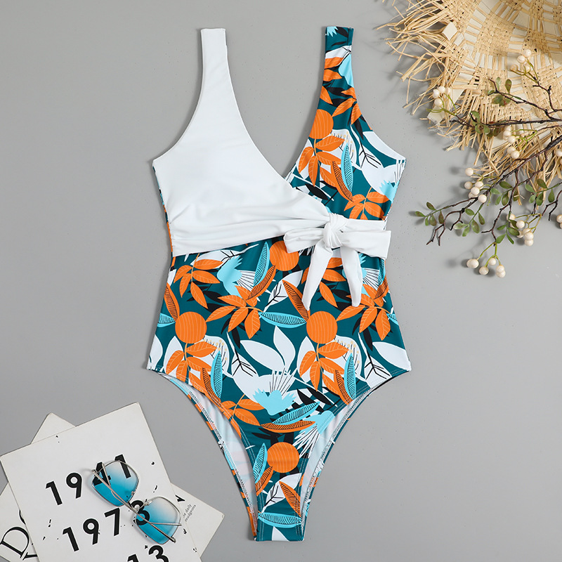 Women's High Waist Polyester Printed One-piece Bikini - Image 14