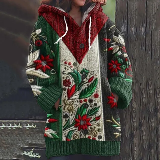 Retro Ethnic Print Women's Casual Cloak Coat Dz161723Lsxgreen - Shop at LoveMi