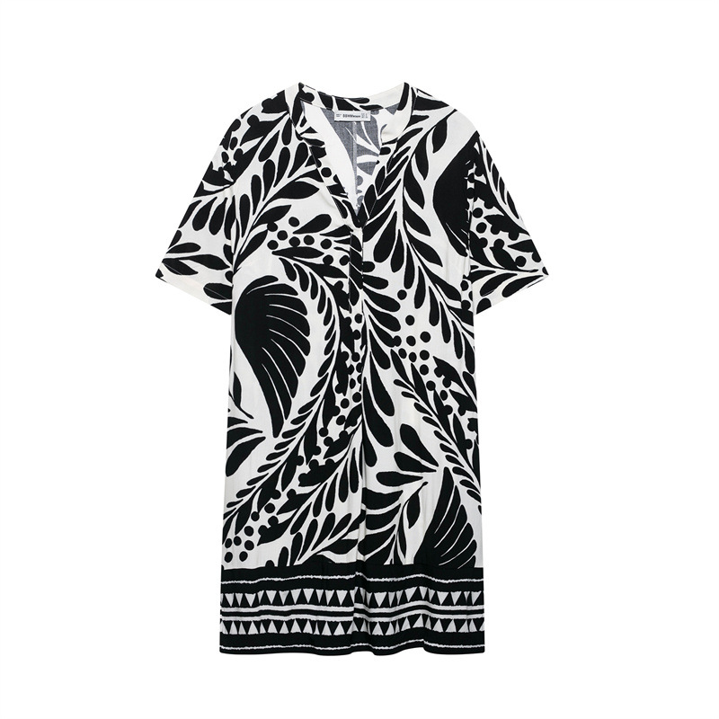 Summer Ethnic Print Viscose Skirt Dress