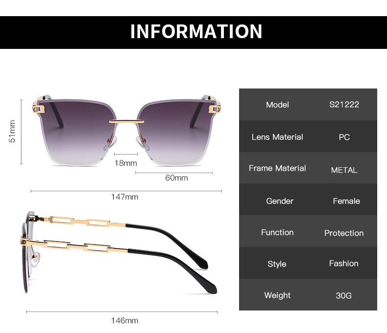 Frameless Trimming Sunglasses Metal Hollow Gradient Color Sunglasses - Image 16