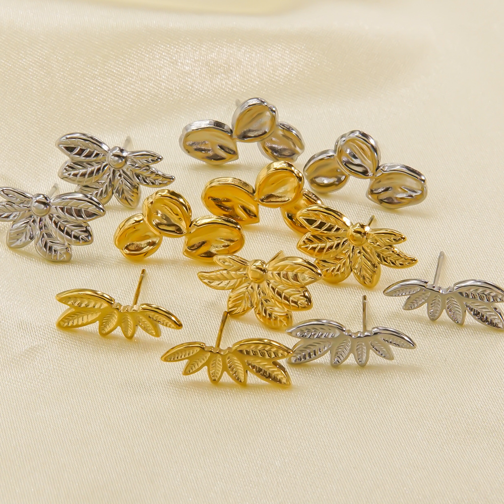 Minimalist Leaf-shaped Instagram-style Light Luxury Petite Stainless Steel Earrings