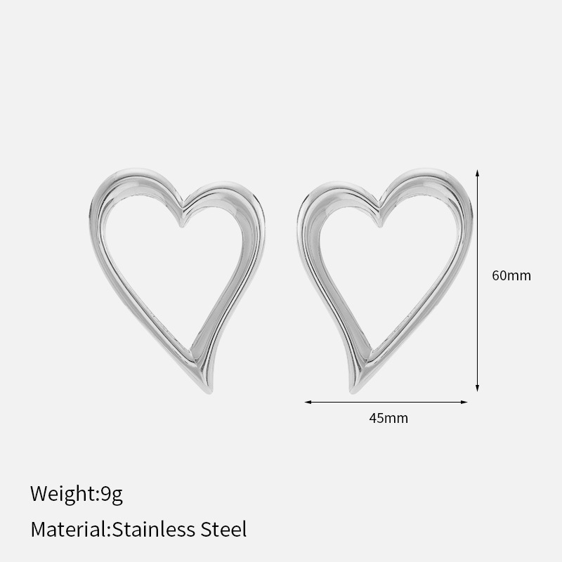 Simplicity And Exaggeration Hollow Heart Ear Studs Women's Fashion