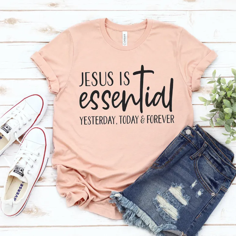 European And American Digital Printing Casual Round Neck T-shirt - Peach