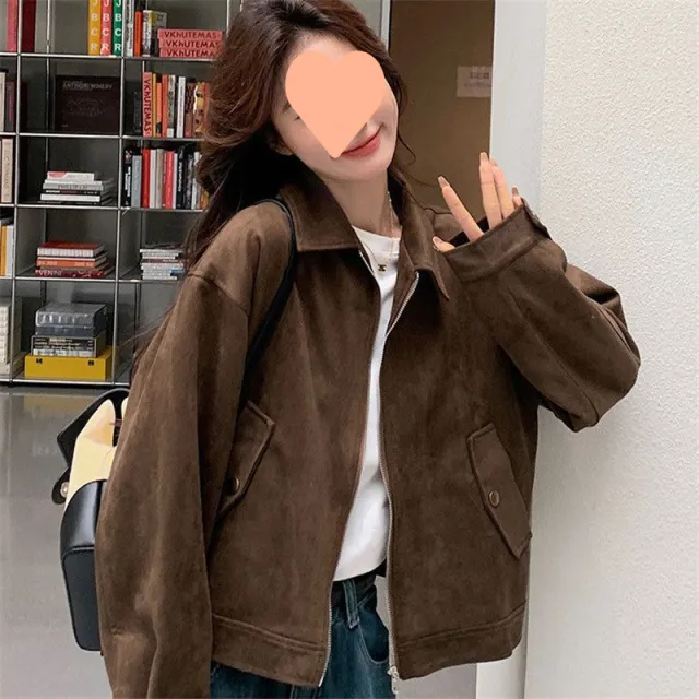 Women's Brown Suede Jacket Vintage Coffee Color - Shop at LoveMi