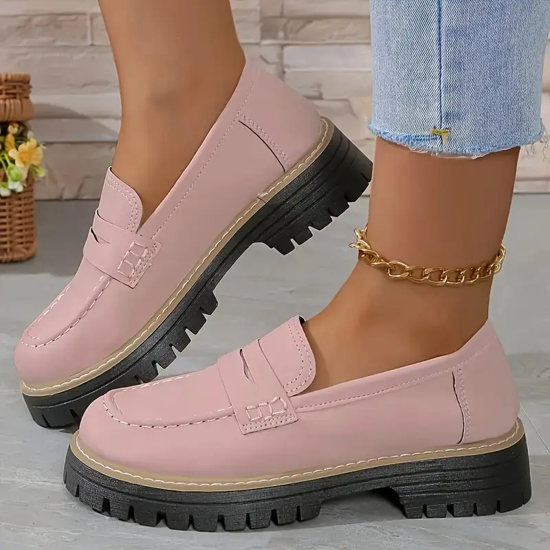 Leisure Matte British Style Women's Shoes Chunky Heel Platform