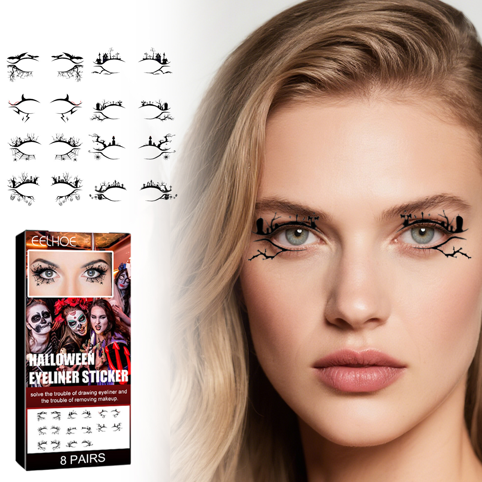 Bat Spider Decorative Eye Shadow Eyeliner Stickers