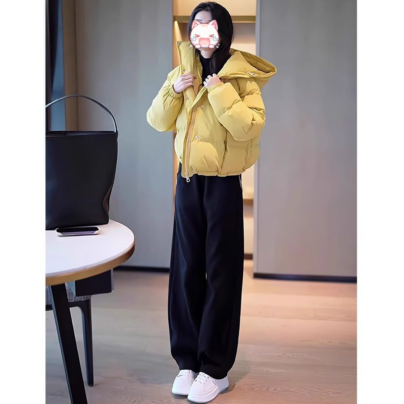 Winter Korean-style Cropped Hooded Cotton Jacket