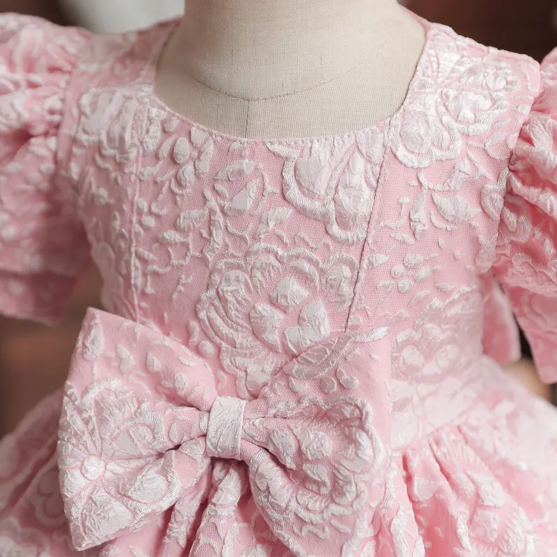 Girl's Baby Dress For One Year Old Puff Sleeve Bow Princess Dress