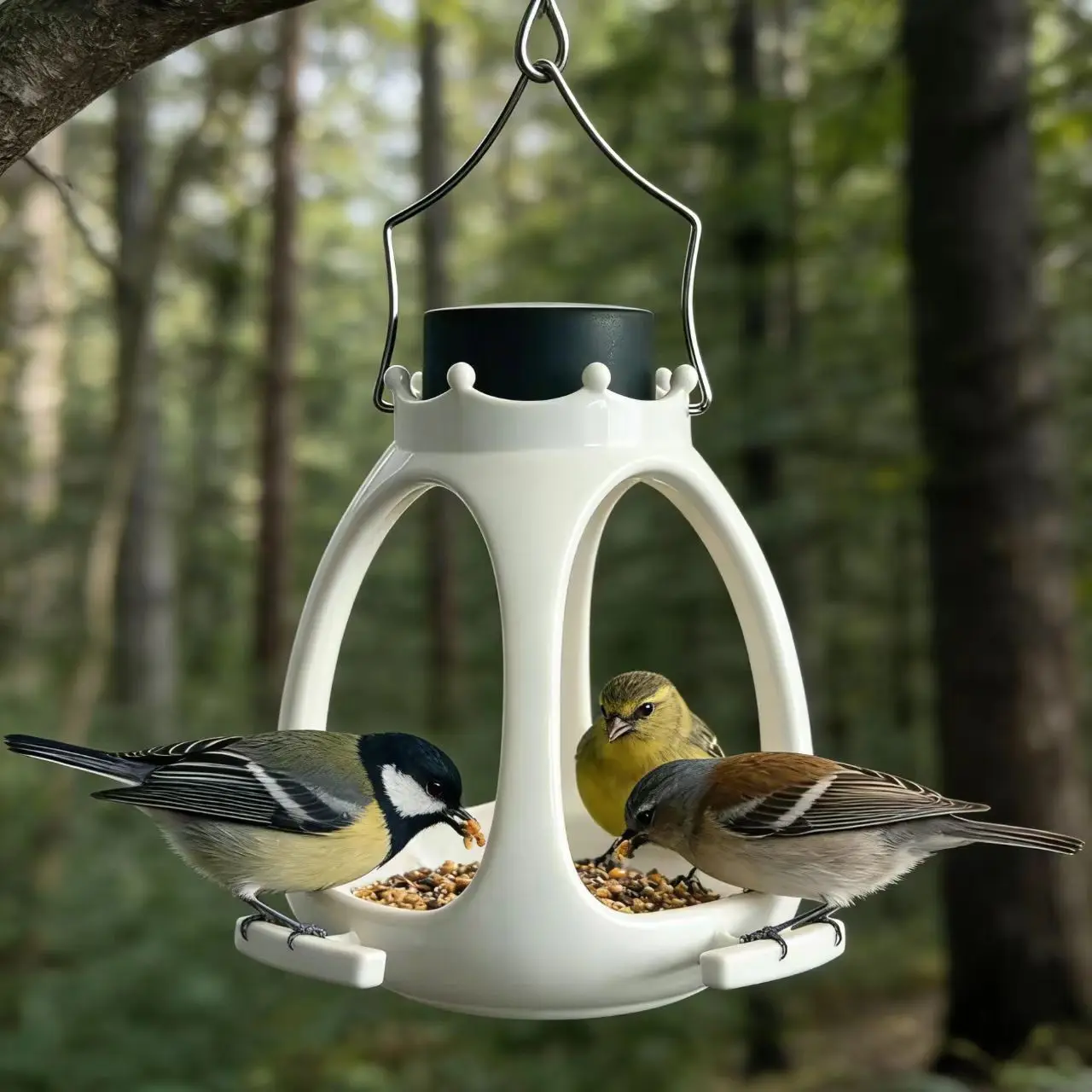 New Solar-Powered Crown Bird Feeder