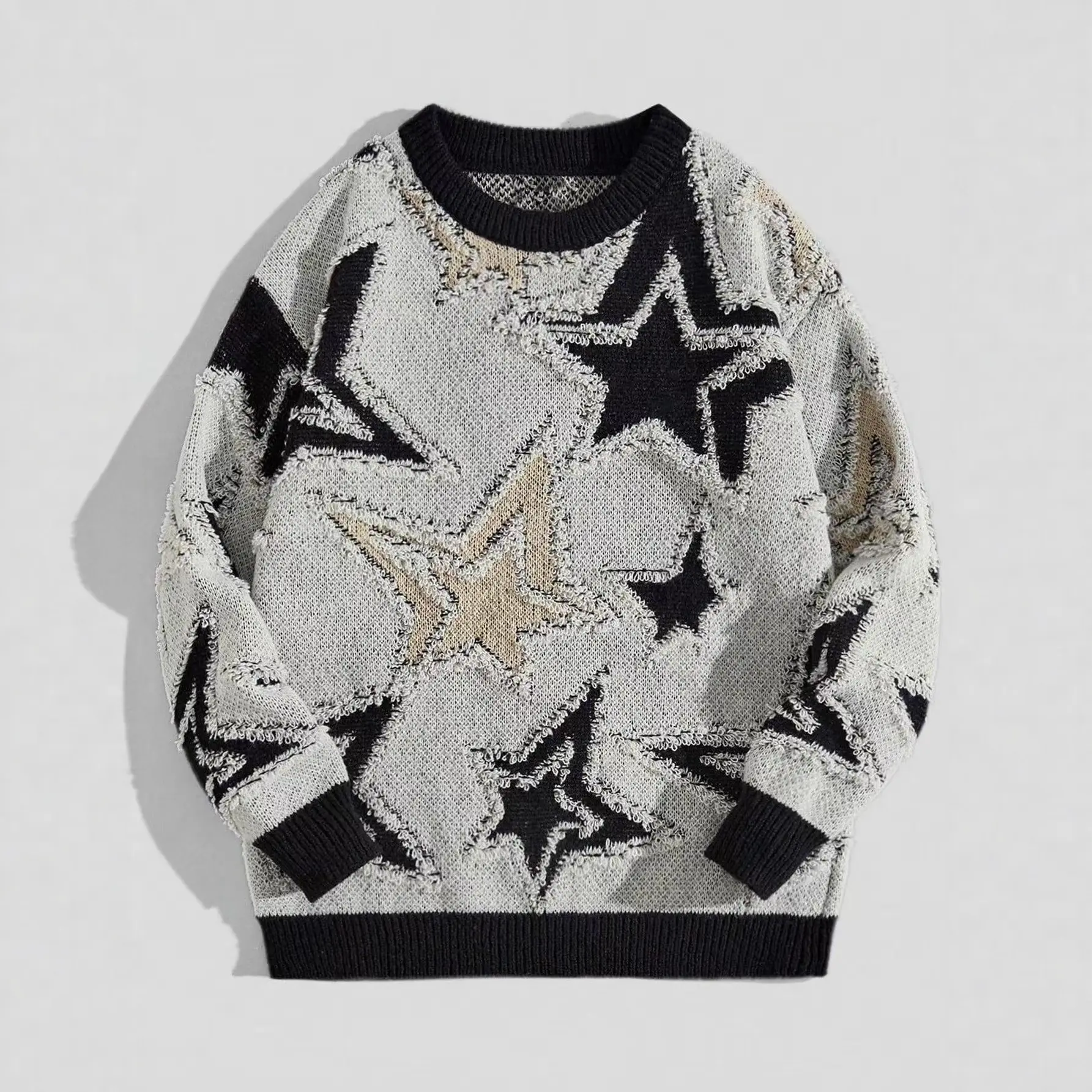 American-style Vintage Star Jacquard Sweater