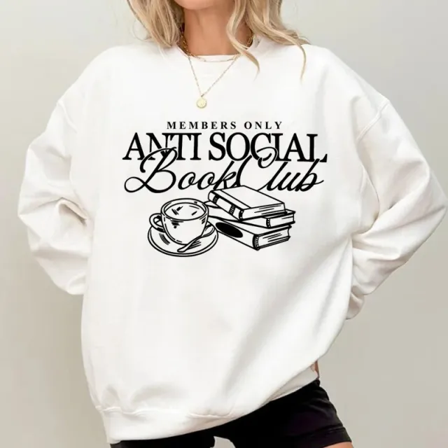Printed English Sweater Women's Loose Fashion White - Shop at LoveMi