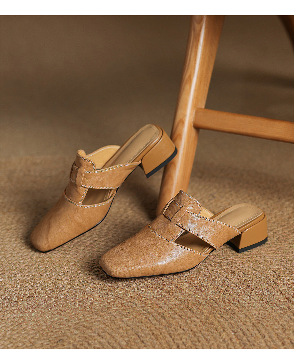 Retro Closed Toe Half Slippers