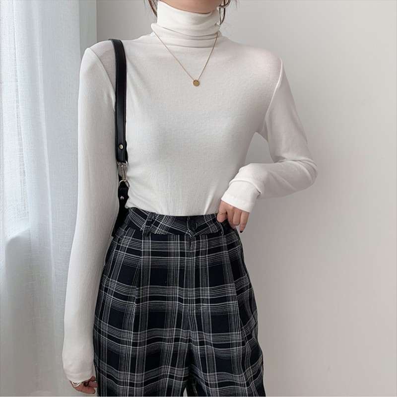 Women's Slim-fit Cotton Turtleneck Bottoming Shirt Inner Wear Blouse