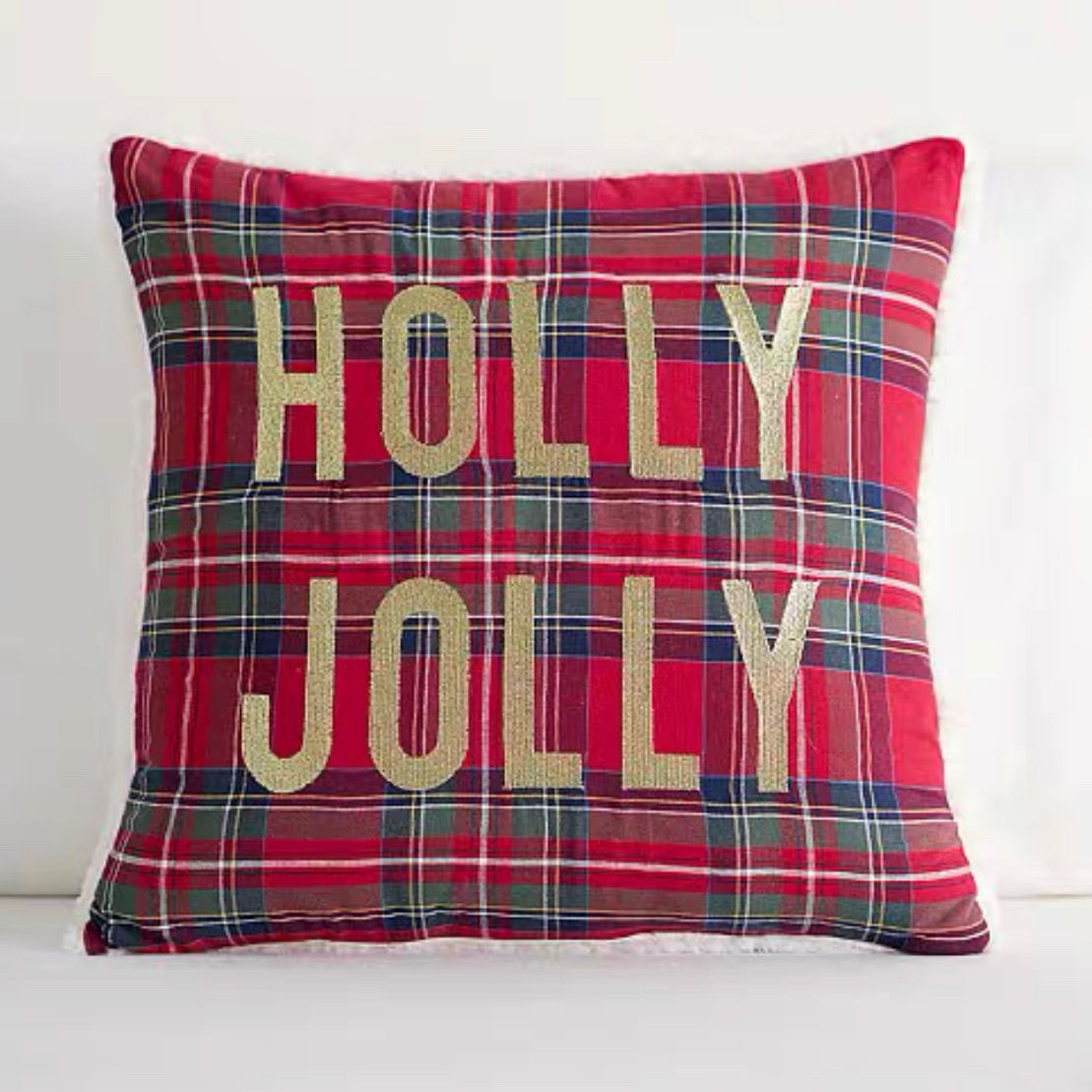 Red Plaid Holly Pillow