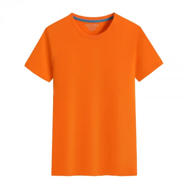 Men's And Women's Same Summer Pure Cotton Round Neck T shirt Orange - Shop at LoveMi