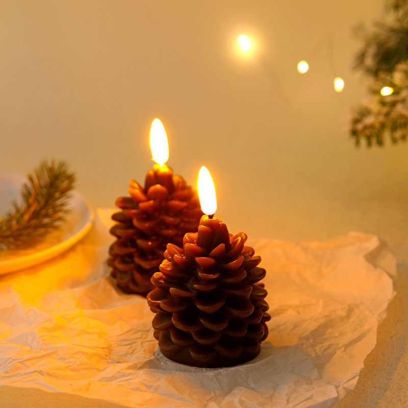 Title 9, Christmas Pine Cone Paraffin LED Bullet Candle ...