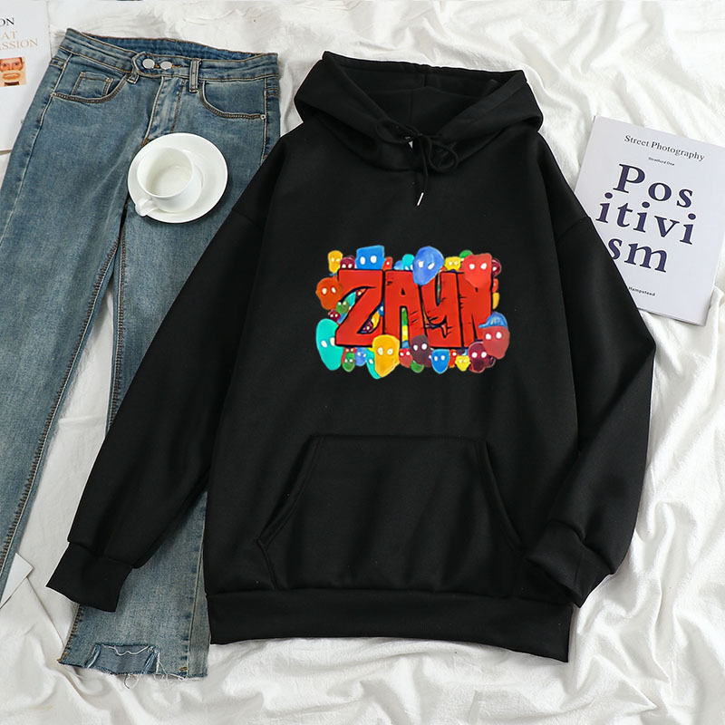 Artistic Color ZAYN Letter Print Hooded Sweatshirt Sweatshirt