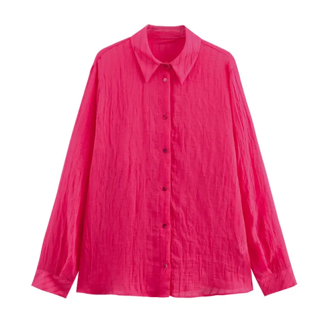 Long Sleeve Thin Flyaway Jacket Casual Striped Shirt Picture Color S - Shop at LoveMi
