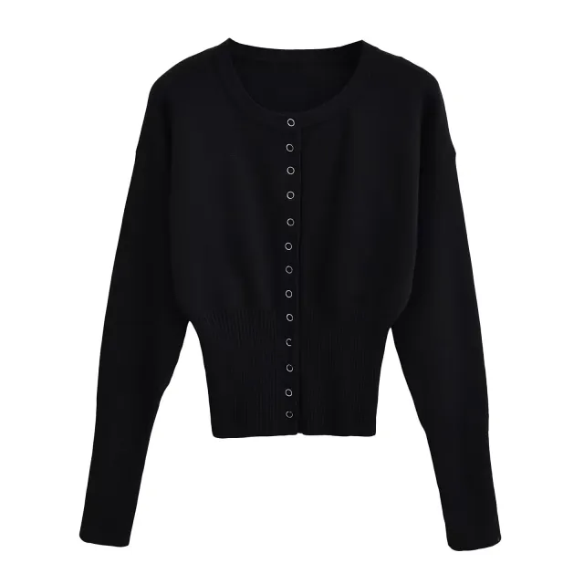 Women's Round Neck Knitted Short Top Black - Shop at LoveMi
