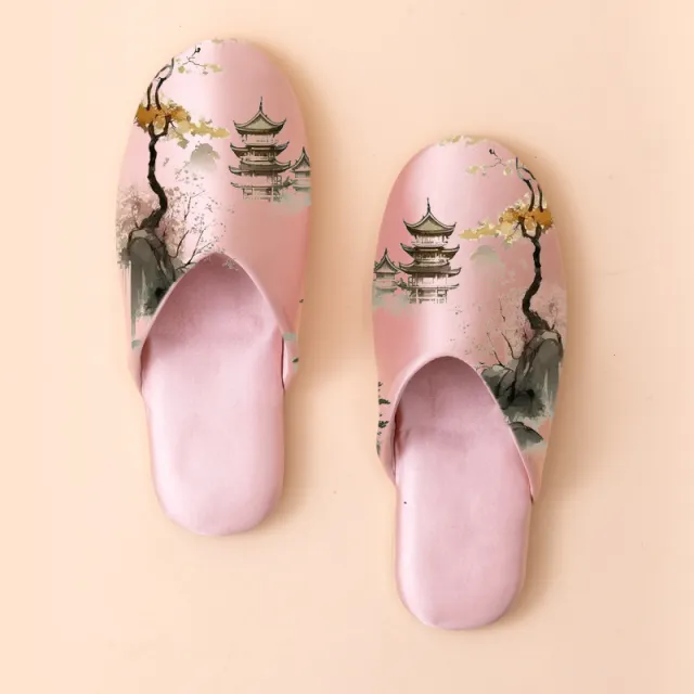 Women's Fashionable Non slip Printed Fabric Slippers Pink - Shop at LoveMi