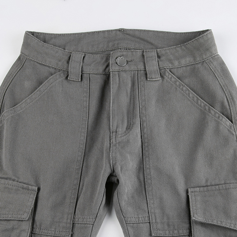 Loose Leisure Workwear Pocket Slimming Low Waist Straight-leg Pants Women