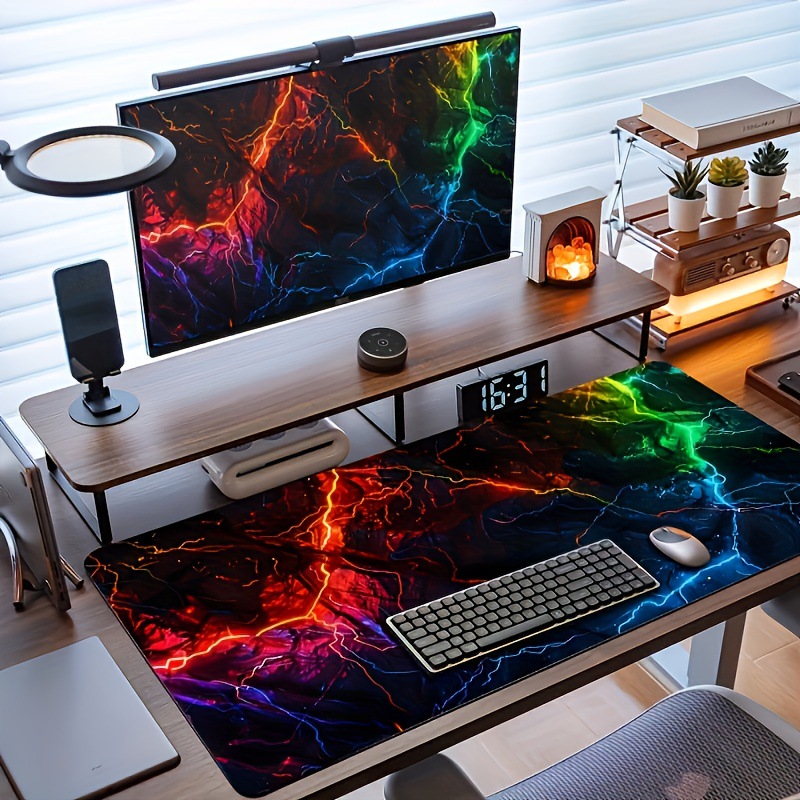 Large Gaming Mouse Pad Neon Lightning Durable 6