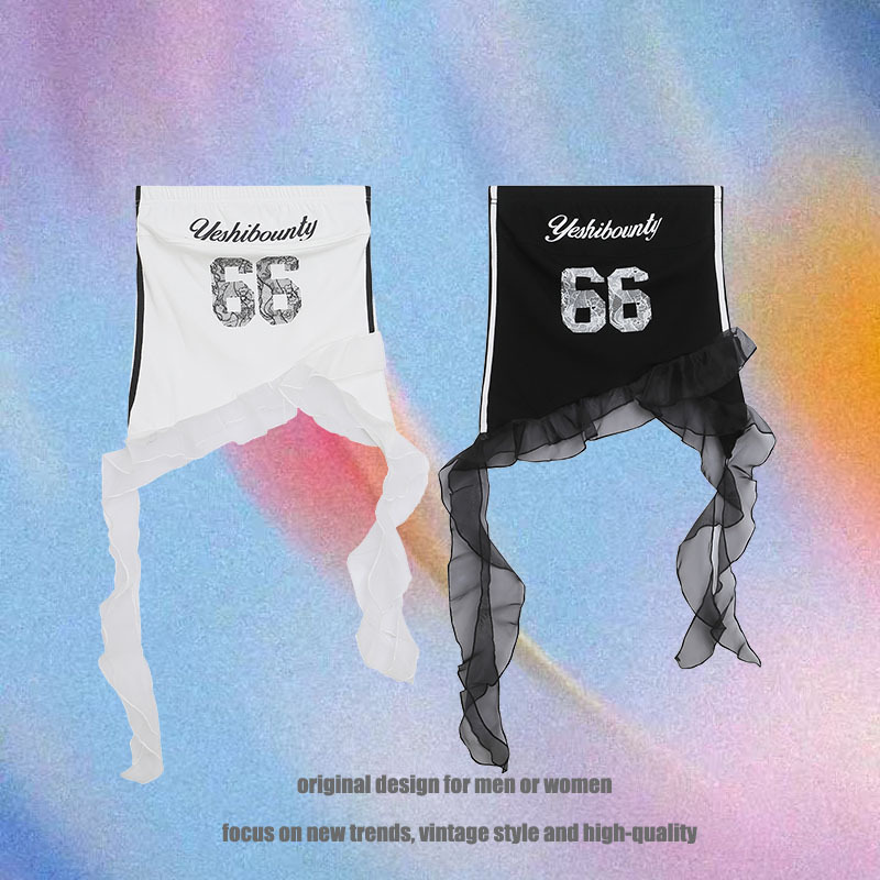 Women's Simple Letter Print Tube Top Lace Strap Vest