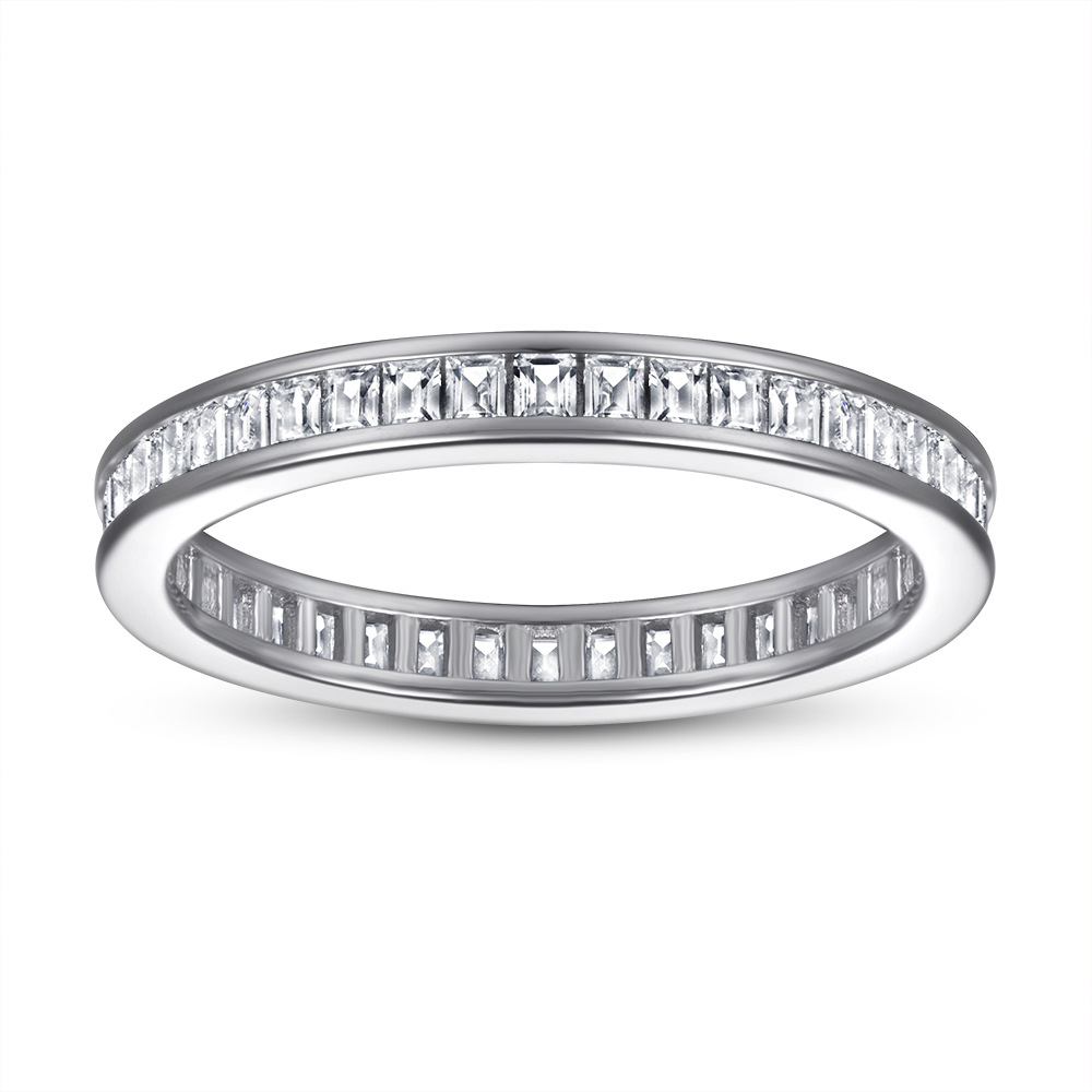 S925 Sterling Silver Creative Flat Diamond-studded Ring