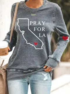 Casual Long Sleeve V-neck Women's Top - Grey - View 1