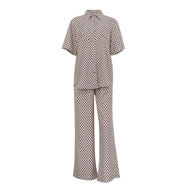 Printing Suit Short Sleeve Fashion Shirt Brown - Shop at LoveMi