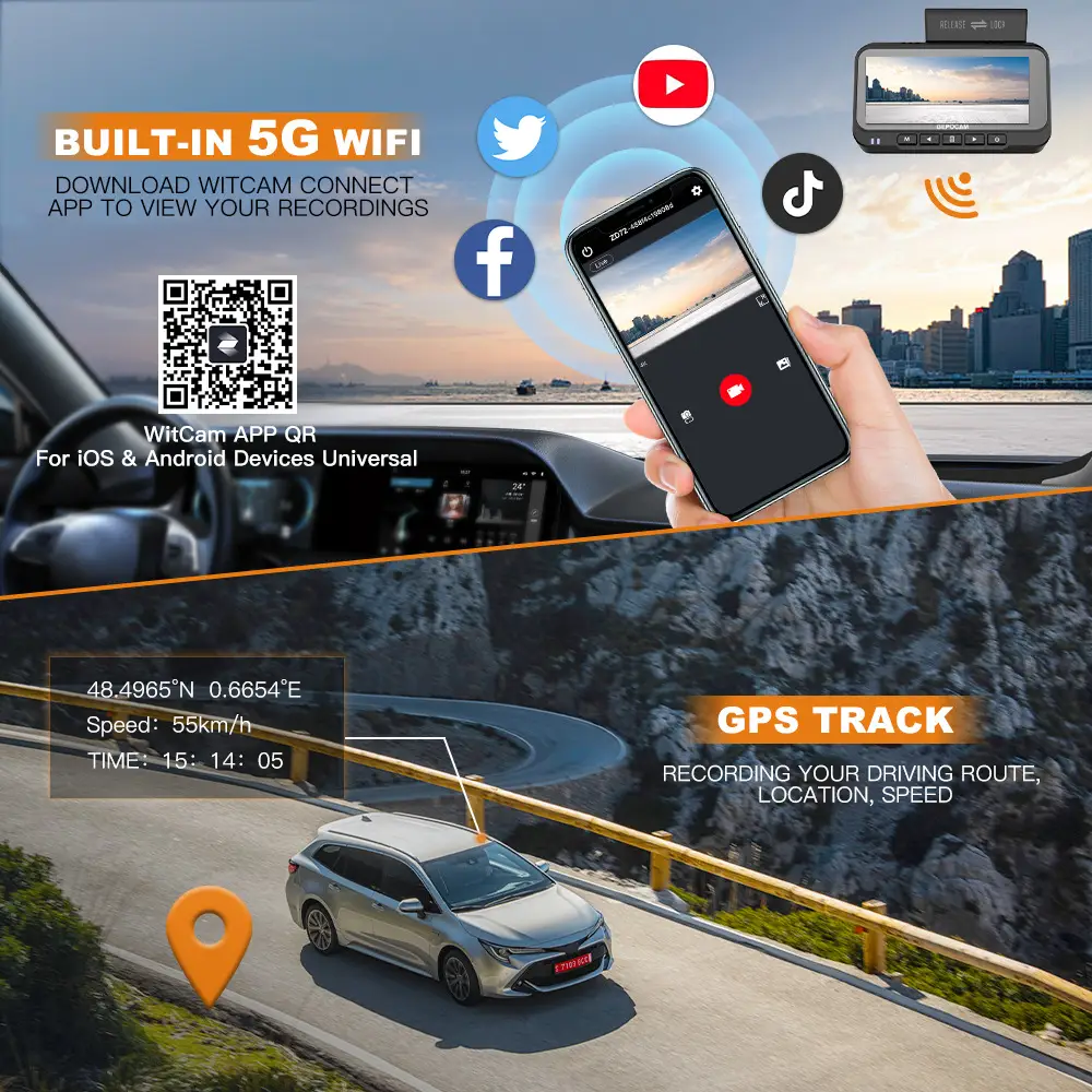 Front And Rear Double Record Tachograph 4K HD