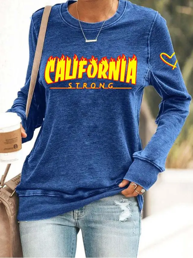 Simple Casual Round Neck Women's Top Blue - Shop at LoveMi