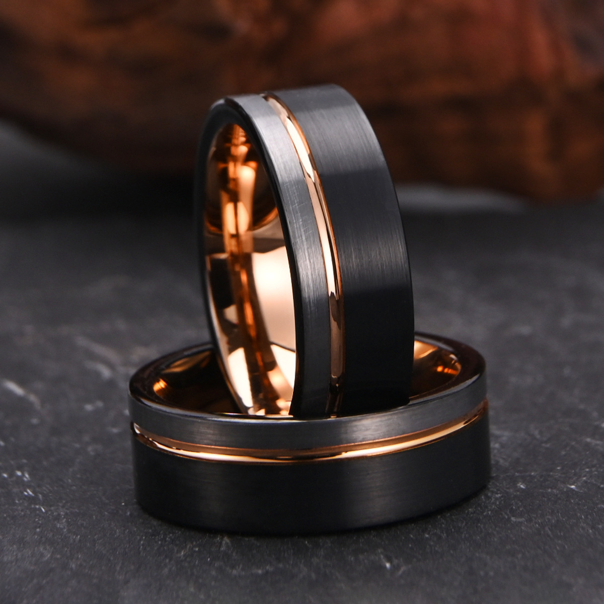 8-wide Tungsten Steel Two-color Electroplated Ring