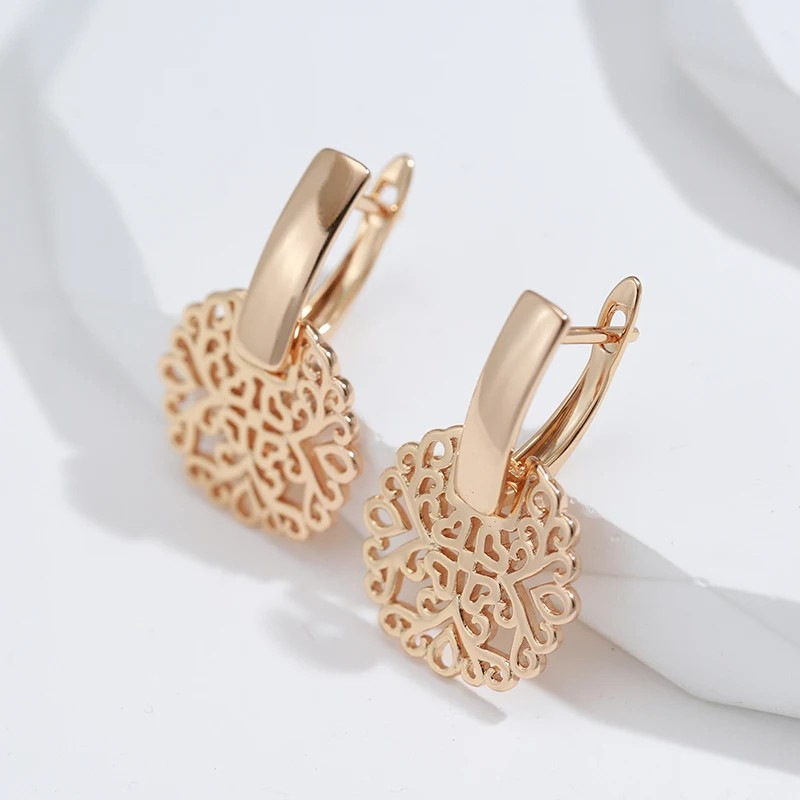 Fashionable Rose Gold Real Gold Plated Earrings