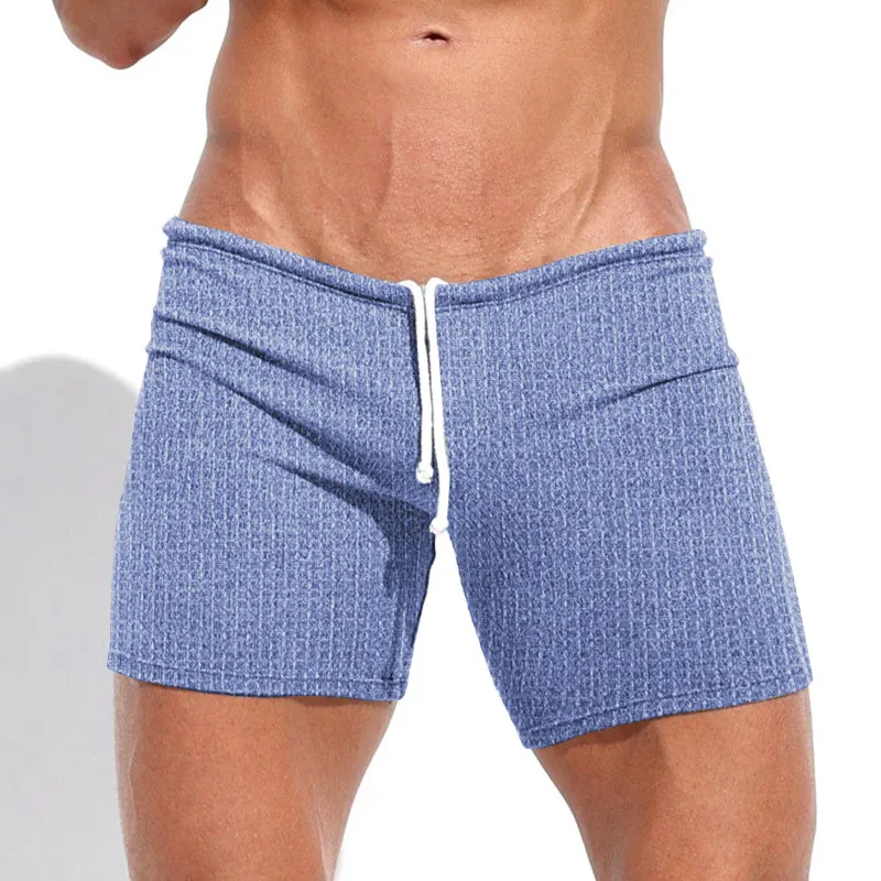 Men's Summer Waffle Solid Color Slim Fit Sports Shorts