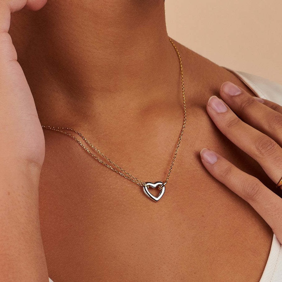 High Color Retention Eternal Ring Asymmetric Stitching Necklace