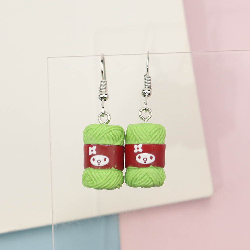 Resin Simulation Cartoon Wool Ball Earrings Creative Cute Style Female Student Earrings Children's Cute Earrings