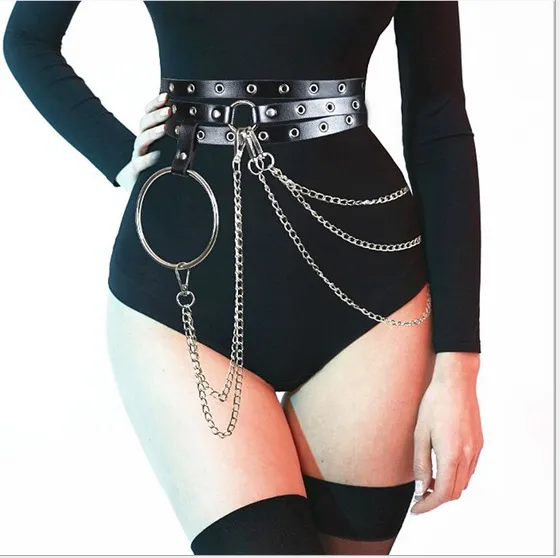 New Punk Concave Shape Waist Chain Leisure Black - Shop at LoveMi