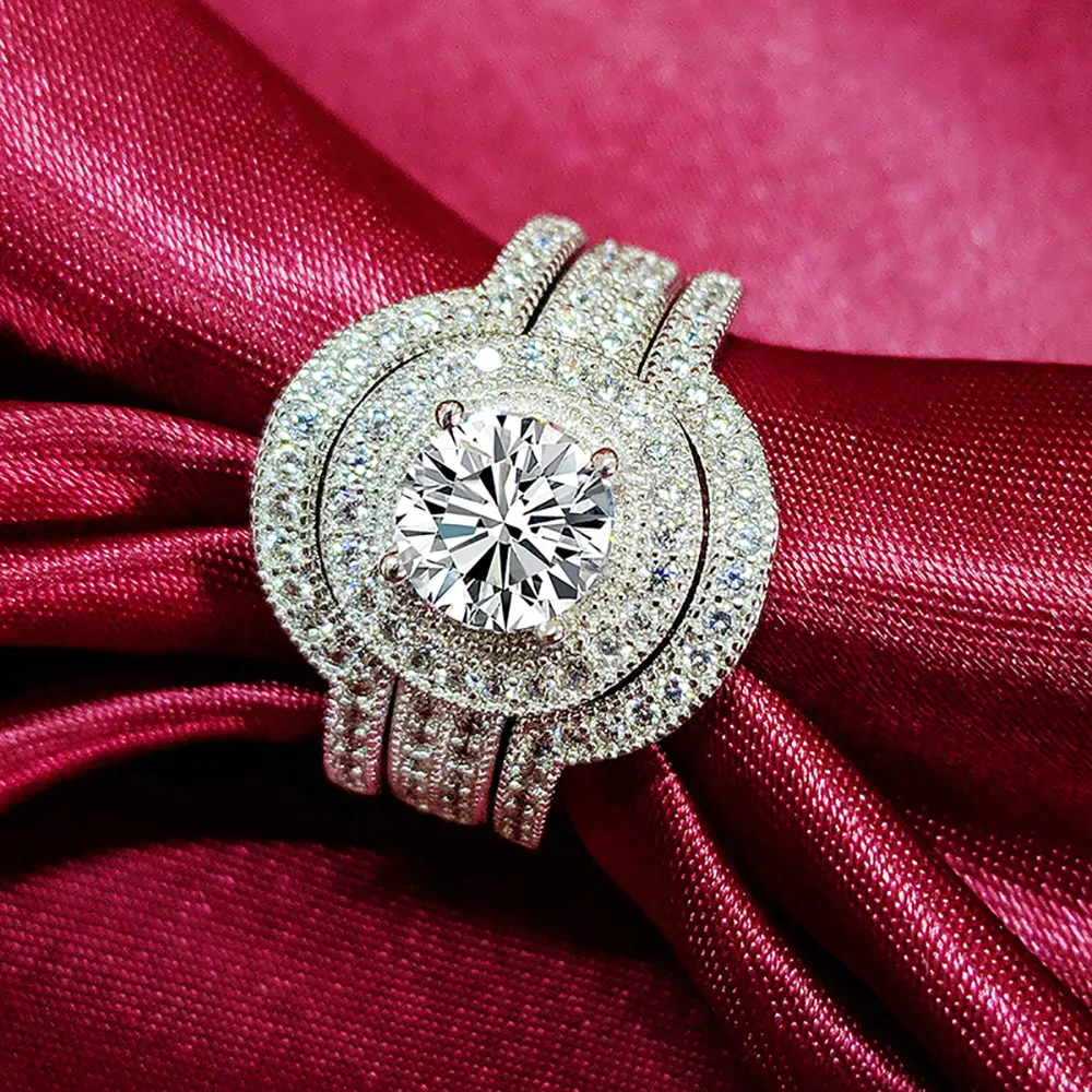 Round New Full Selection Combined Ring Ring Set - Two Simple Bracelet