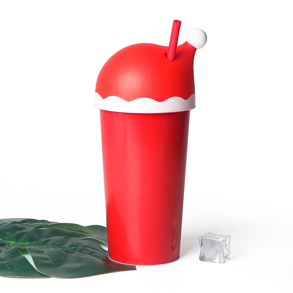 Christmas Hat Cup Red Straw