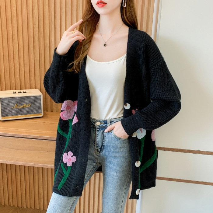 Fashionable Knitted Cardigan Top Women Black - Shop at LoveMi