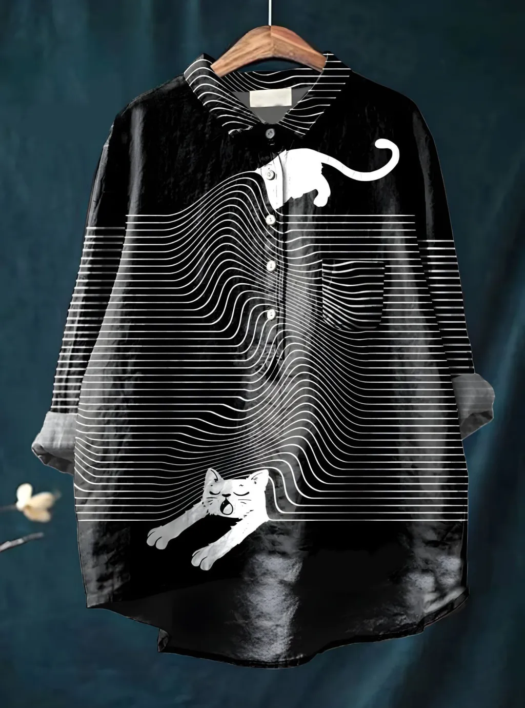Casual Long Sleeve Shirt Animal Print Hawaiian Long Sleeve Blouse - Acs9-4Xl