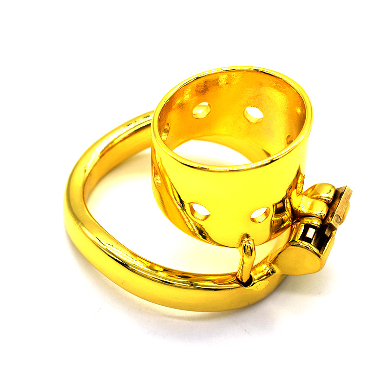 Stainless Steel Gold-plated Straight Eight-hole Chastity Lock 11