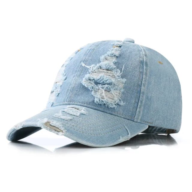 Denim Ripped Baseball Cap Hip Hop Cool Light Blue - Shop at LoveMi