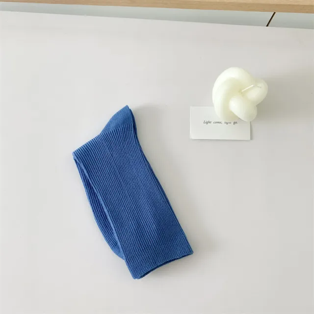 Pure And Candy Color Cotton Women's Mid calf Length Sock Blue - Shop at LoveMi